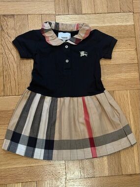 Burberry Dress with Classic Check Collar and Skirt